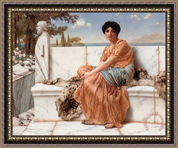 John William Godward In The Days of Sappho Framed Painting