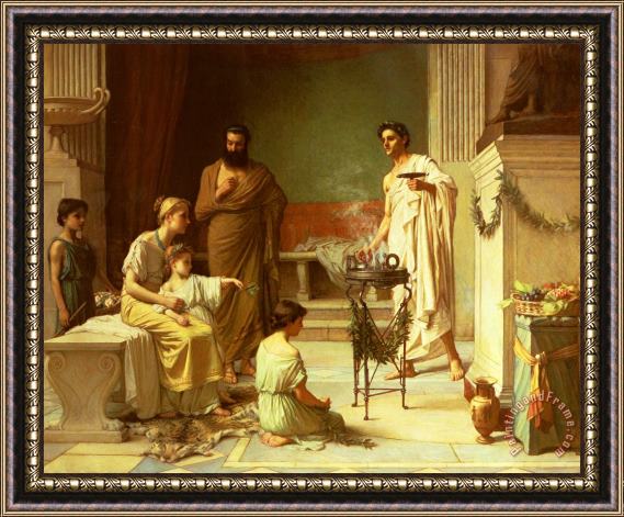 John William Waterhouse A Sick Child Brought Into The Temple of Aesculapius Framed Painting