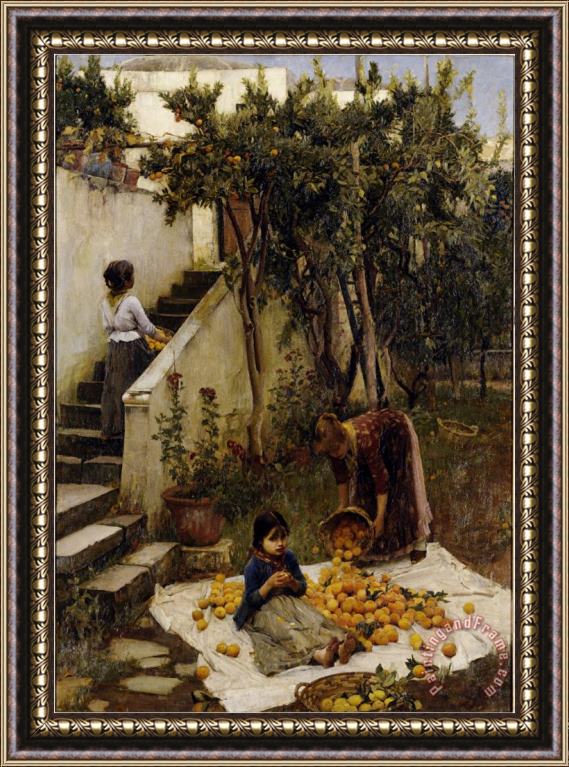 John William Waterhouse He Orange Gatherers Framed Painting