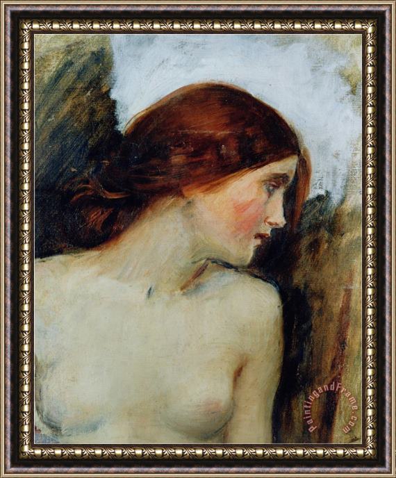 John William Waterhouse Study for The Head of Echo C 1903 Oil on Canvas See 55607 Framed Painting