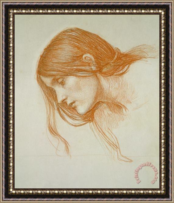 John William Waterhouse Study of a Girls Head Framed Print
