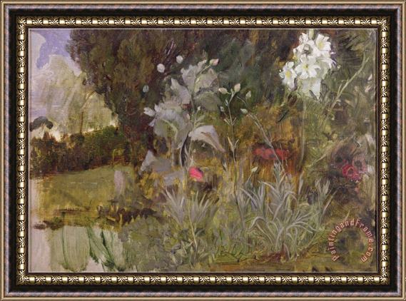John William Waterhouse Study of Flowers And Foliage for The Enchanted Garden Oil on Canvas See 190595 Framed Painting