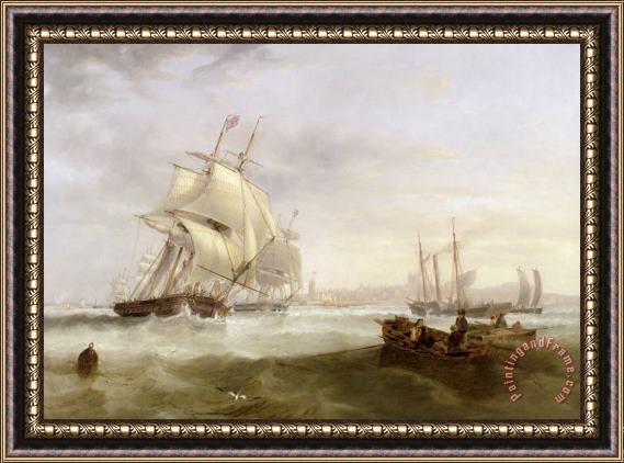 John Wilson Carmichael Shipping off Hartlepool Framed Painting