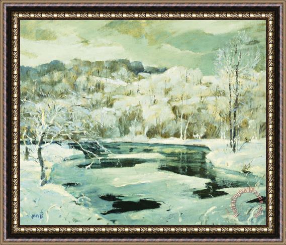Jonas Lie Frosted Trees Framed Painting