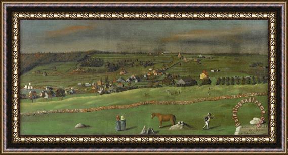 Jonathan Fisher A Morning View of Blue Hill Village Framed Painting