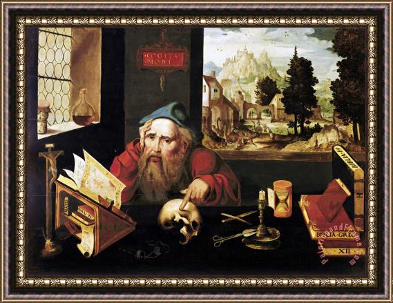 Joos van Cleve St. Jerome in His Study Framed Print