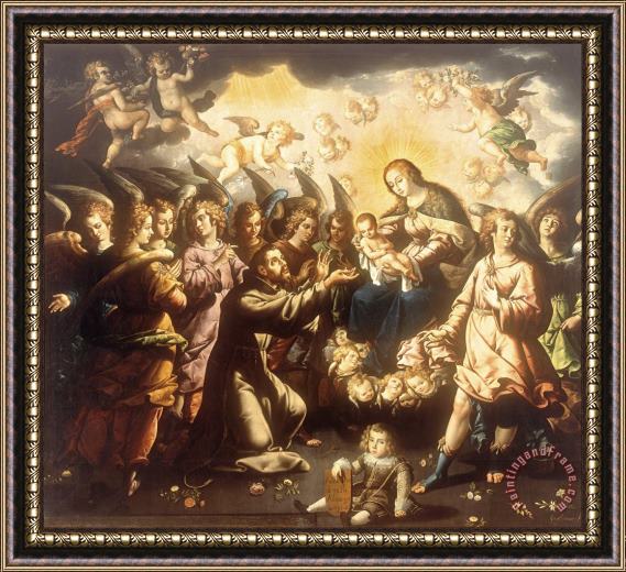 Jose Juarez The Appearance of The Virgin And Child to Saint Francis Framed Painting