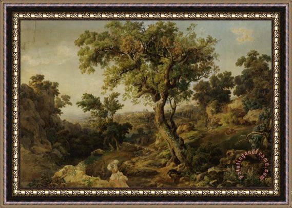 Joseph Anton Koch Figures in The Roman Campagna Framed Painting