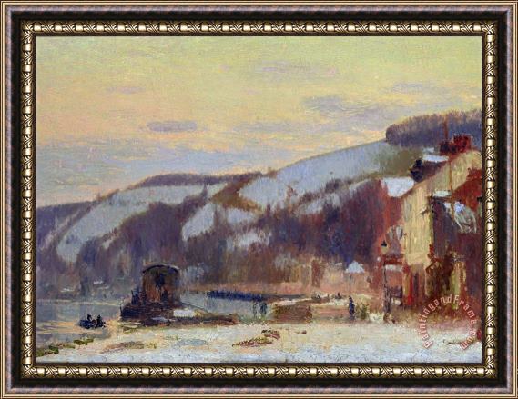 Joseph Delattre Hillside at Croisset under snow Framed Print