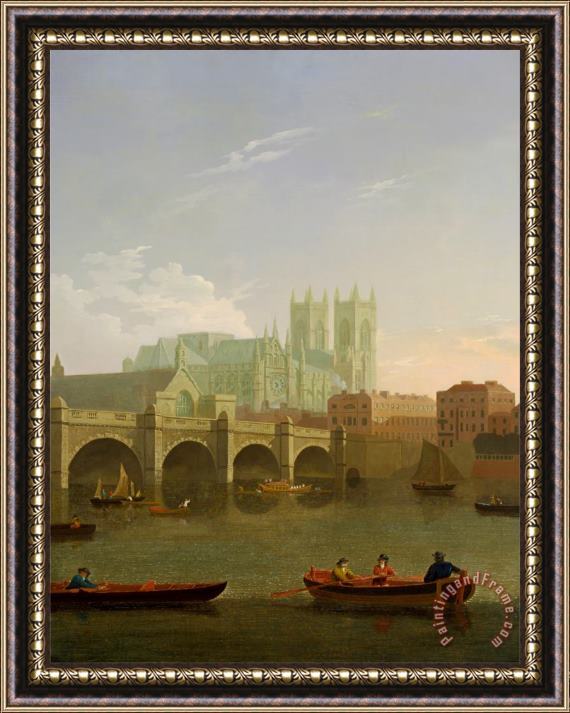 Joseph Farington Westminster Abbey And Bridge Framed Painting