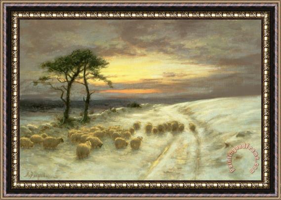 Joseph Farquharson Sheep in the Snow Framed Print