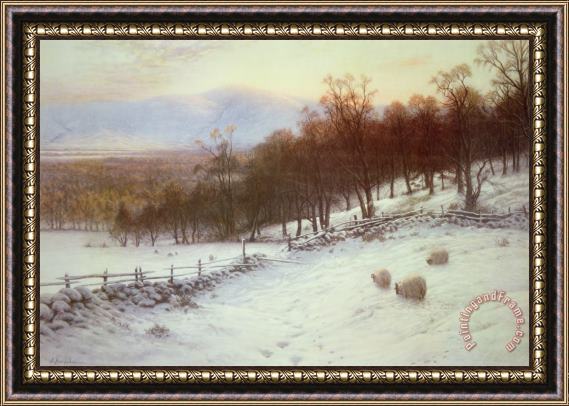Joseph Farquharson Snow Covered Fields with Sheep Framed Painting