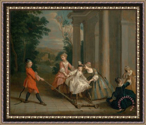 Joseph Francis Nollekens Children Playing with a Hobby Horse Framed Painting