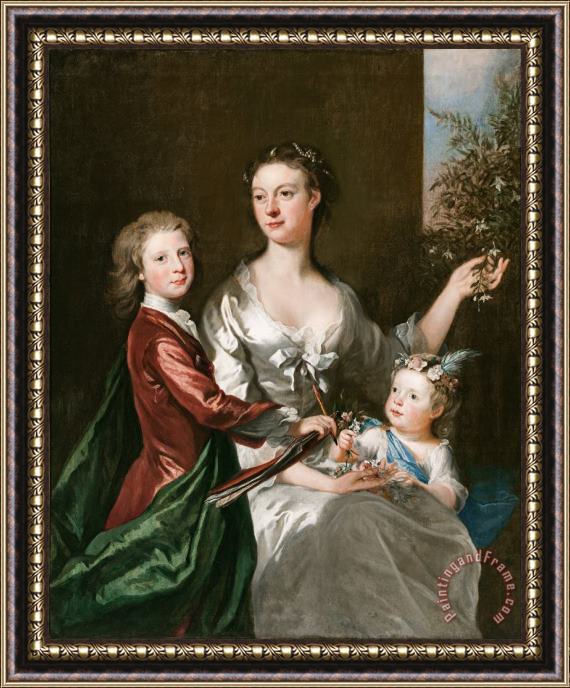 Joseph Highmore The Artist's Wife Susanna, Son Anthony And Daughter Susanna Framed Print