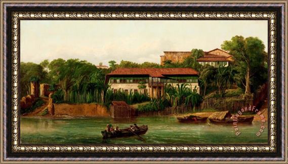 Joseph Leon Righini Residence on The Banks of The Anil River Framed Painting