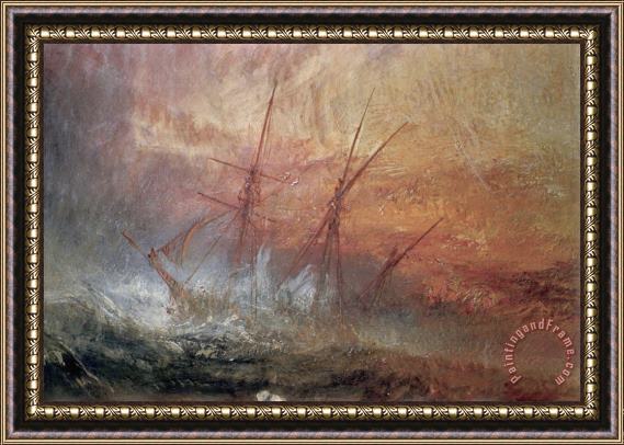 Joseph Mallord William Turner Detail of Sailing Ship From The Slave Ship Framed Painting