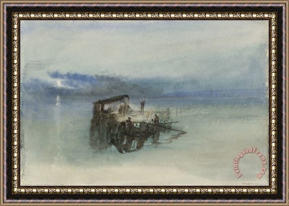 Joseph Mallord William Turner Fishermen on The Lagoon, Moonlight Framed Painting