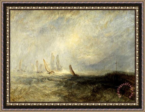 Joseph Mallord William Turner Fishing Boats Bringing a Disabled Ship Into Port Ruysdael Framed Painting