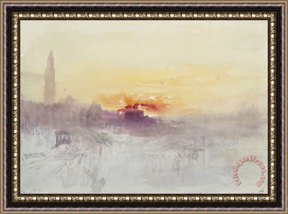 Joseph Mallord William Turner Venice at Sunrise From The Hotel Europa, with The Campanile of San Marco Framed Painting