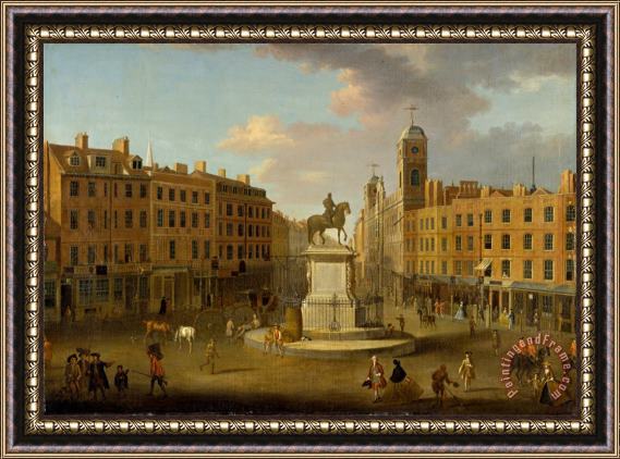 Joseph Nickolls Charing Cross, with The Statue of King Charles I And Northumberland House Framed Painting
