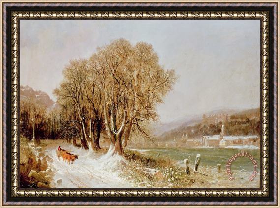 Joseph Paul Pettit On the River Neckar near Heidelberg Framed Painting