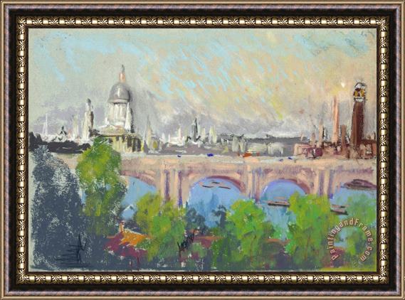 Joseph Pennell London Over Waterloo Bridge Framed Painting
