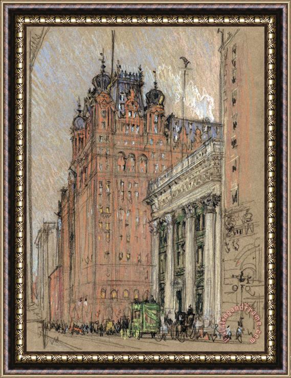 Joseph Pennell Waldorf Astoria Hotel Framed Painting