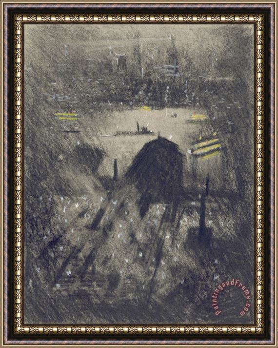Joseph Pennell Weehawken Ferry Framed Painting