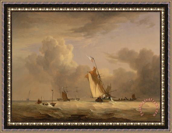 Joseph Stannard Fishing Smack And Other Vessels in a Strong Breeze Framed Painting