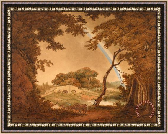Joseph Wright  Landscape with Rainbow, View Near Chesterfield Framed Painting