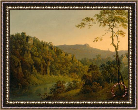 Joseph Wright  Matlock Dale, Looking Toward Black Rock Escarpment Framed Painting