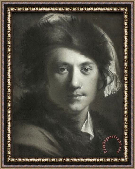 Joseph Wright  Self Portrait in a Fur Cap Framed Painting