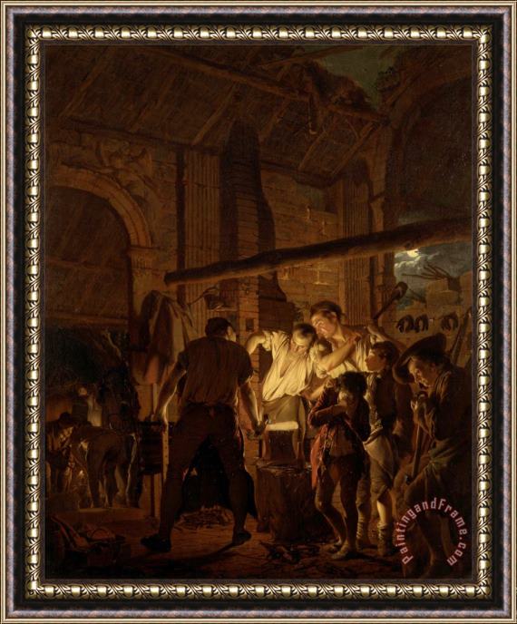 Joseph Wright  The Blacksmith's Shop Framed Painting
