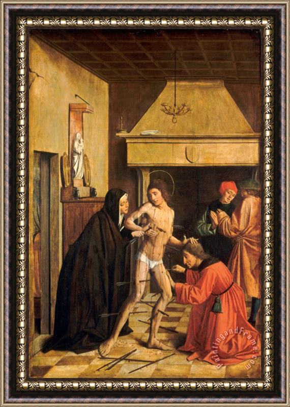 Josse Lieferinxe Saint Sebastian Cured by Irene Framed Painting