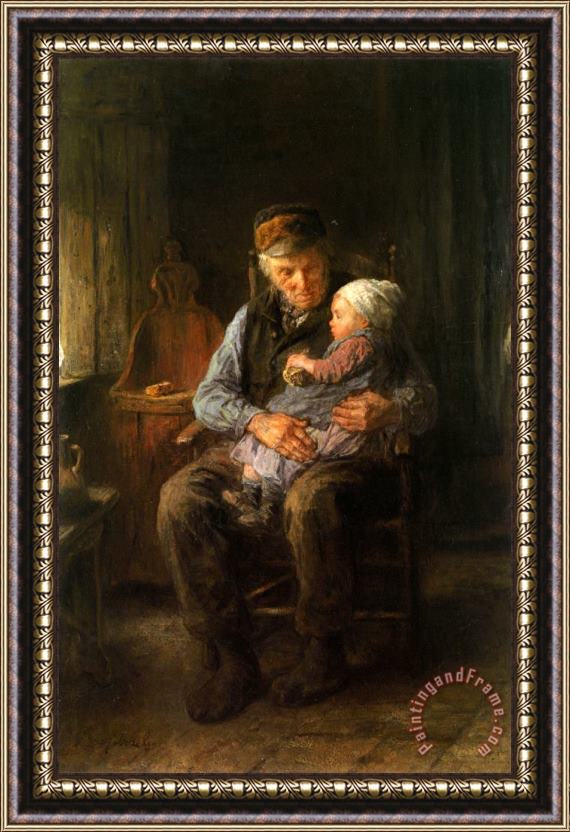 Jozef Israels In Grandfathers Arms Framed Painting