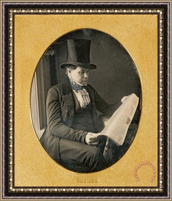 Jr. John Plumbe Man Reading a Newspaper Framed Print