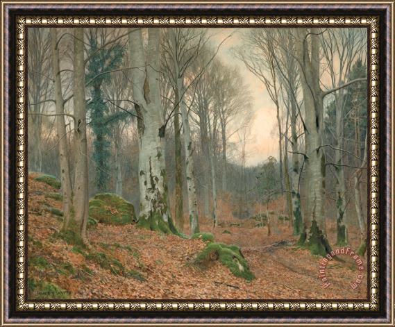 JT Watts A Welsh Wood in Winter Framed Painting