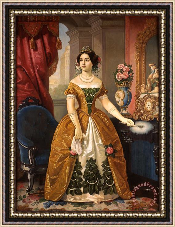 Juan Cordero Portrait of Dona Dolores Tosta De Santa Anna Framed Painting