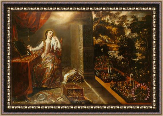 Juan Correa The Conversion of Saint Mary Magdalene Framed Painting