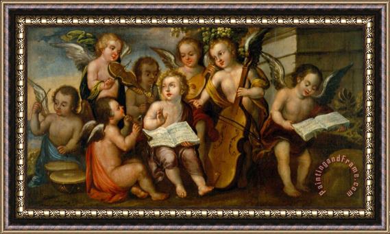 Juan Correa The Infant Jesus with Angelic Musicians Framed Painting