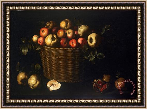 Juan de Zurbaran Basket with Apples, Quinces And Pomegranates Framed Painting