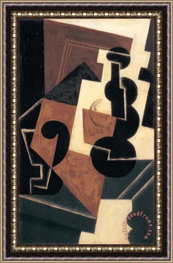 Juan Gris Glass And Water Bottle Framed Painting