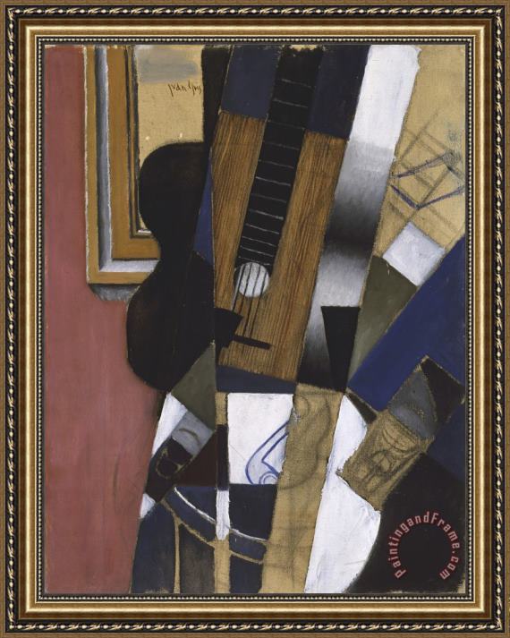 Juan Gris Guitar And Pipe Framed Painting for sale - paintingandframe.com