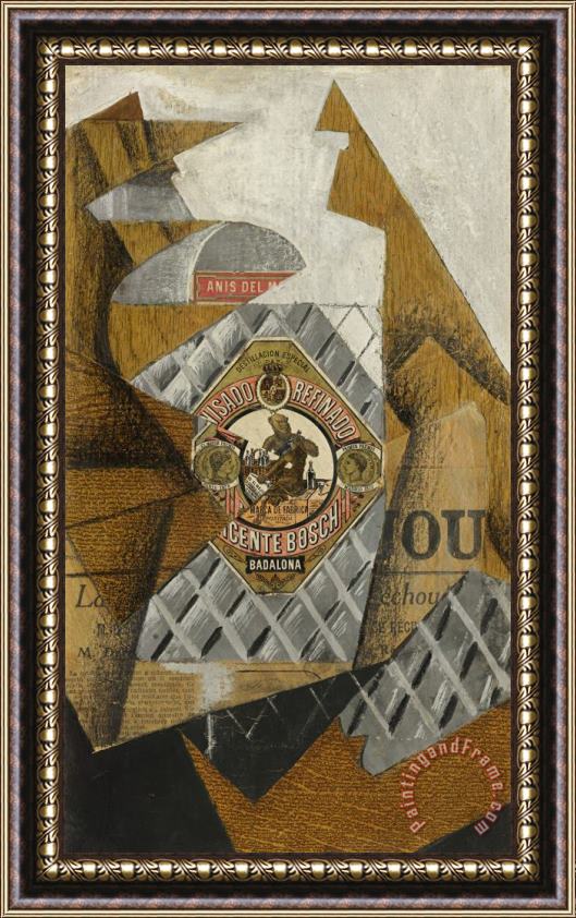 Juan Gris La Bouteille D'anis (the Bottle of An's Del Mono) Framed Painting