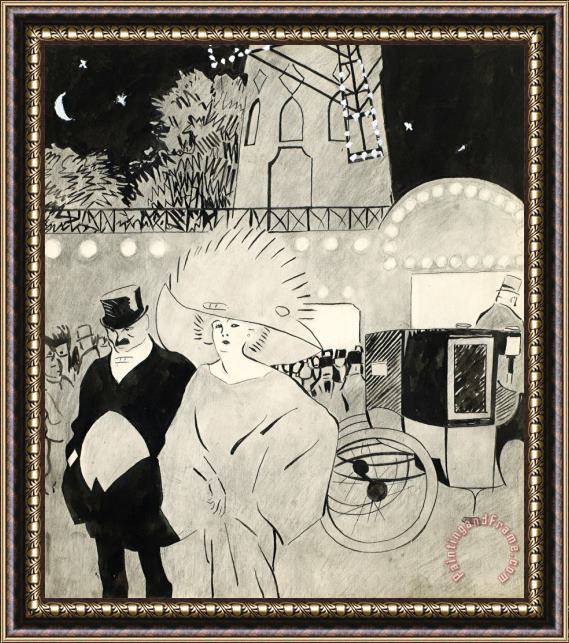 Juan Gris Outside The Moulin Rouge Framed Painting