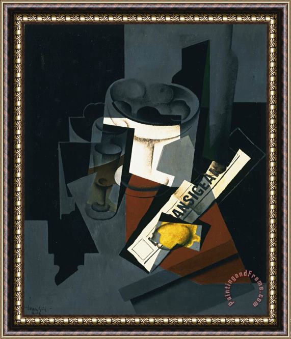 Juan Gris Still Life with Newspaper Framed Painting
