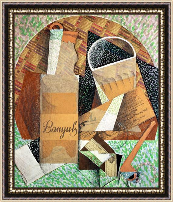 Juan Gris The Bottle of Banyuls Framed Painting
