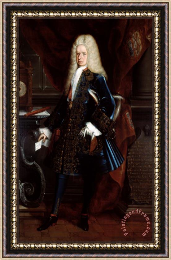 Juan Rodriguez Juarez Portrait of The Viceroy, The Duke of Linares Framed Print