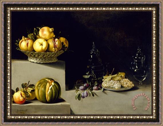 Juan van der Hamen y Leon Still Life with Fruit And Glassware Framed Painting