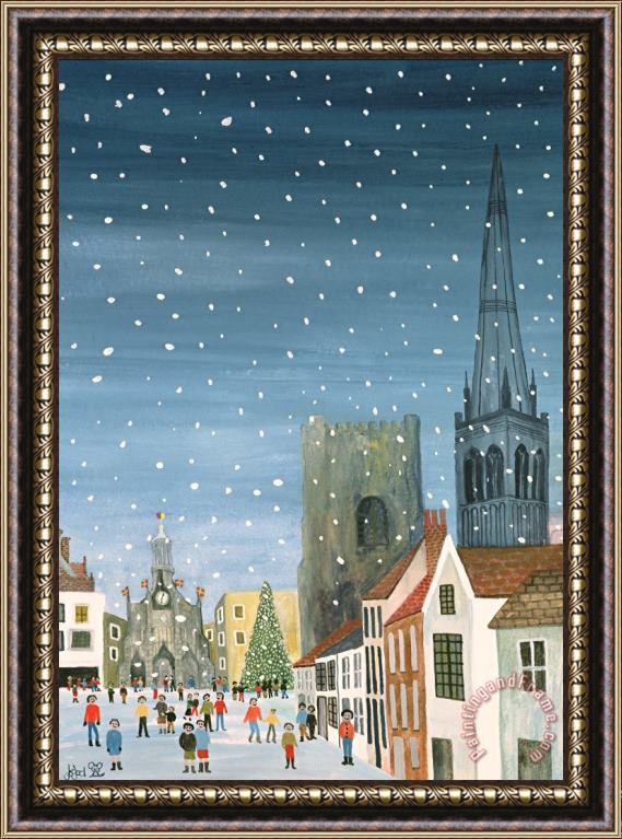 Judy Joel Chichester Cathedral A Snow Scene Framed Painting